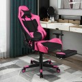 PU Leather Gaming Chair with USB Massage Lumbar Pillow and Footrest - Gallery View 13 of 44