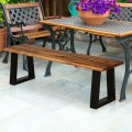 Solid Acacia Wood Patio Bench Dining Bench Seating Chair - Gallery View 6 of 11
