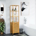 Bamboo Tower Hamper Organizer with 3-Tier Storage Shelves - Gallery View 1 of 11