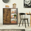 Multipurpose Freestanding Storage Cabinet with 3 Open Shelves and Doors