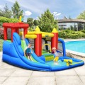 Inflatable Bouncer Bounce House with Water Slide Splash Pool without Blower - Gallery View 6 of 12