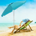 6.5 Feet Beach Umbrella with Sun Shade and Carry Bag without Weight Base - Gallery View 6 of 34