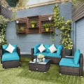 6 Pieces Patio Rattan Furniture Set with Sectional Cushion - Gallery View 33 of 62