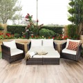 5 Pieces Patio Cushioned Rattan Furniture Set - Gallery View 41 of 71