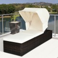 Outdoor Chaise Lounge Chair with Folding Canopy - Gallery View 6 of 24