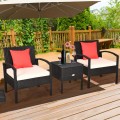 3 Pieces PE Rattan Wicker Sofa Set with Washable and Removable Cushion for Patio - Gallery View 1 of 36