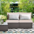 2 Pieces Patio Rattan Armless Sofa Set with 2 Cushions and 2 Pillows - Gallery View 1 of 58