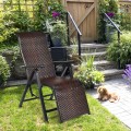 2 Pieces Patio Rattan Folding Lounge Chair - Gallery View 3 of 12