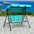 3 Person Patio Swing with Polyester Angle Adjustable Canopy and Steel Frame - Gallery View 29 of 35