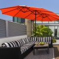 15 Feet Extra Large Patio Double Sided Umbrella with Crank and Base - Gallery View 31 of 48