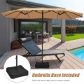 15 Feet Extra Large Patio Double Sided Umbrella with Crank and Base - Gallery View 8 of 48