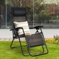 Folding Rattan Zero Gravity Lounge Chair with Removable Head Pillow - Gallery View 18 of 33
