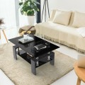 Rectangular Tempered Glass Coffee Table with Shelf - Gallery View 23 of 27