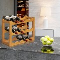 3-Tier Bar Kitchen 12-Bottle Wine Display Holder with Wooden Tabletop