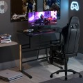 Pneumatic Height Adjustable Gaming Desk T Shaped Game Station with Power Strip Tray - Gallery View 2 of 12