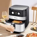 1700W 5.3 QT Electric Hot Air Fryer with Stainless steel and Non-Stick Fry Basket-Black - Gallery View 2 of 12