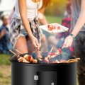 3-in-1 Portable Round Charcoal Smoker BBQ Grill Built-in Thermometer - Gallery View 8 of 15