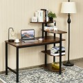 48 Inch Industrial Wooden Computer Desk with 4-Tier Storage Shelves - Gallery View 3 of 12