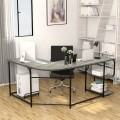 Reversible L-Shaped Computer Study Table with Shelves