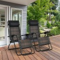2 Pieces Folding Patio Rattan Zero Gravity Lounge Chair - Gallery View 1 of 36