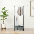 2-Rod Adjustable Garment Rack with Shelf and Storage Boxes - Gallery View 6 of 12