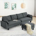 Reversible Sectional Sofa Couch L-Shaped Sofa Couch with Ottoman - Gallery View 22 of 36