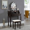 Vanity Table Set with Mirror and Soft Cushioned Stool