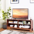 58 Inch Modern Media Center Wood TV Stand with 4 Open Storage Shelves - Gallery View 24 of 35