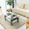 Rectangular Tempered Glass Coffee Table with Shelf - Gallery View 6 of 27