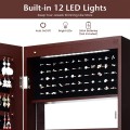 Lockable Wall Door Mounted Mirror Jewelry Cabinet with LED Lights - Gallery View 26 of 27