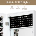Lockable Wall Door Mounted Mirror Jewelry Cabinet with LED Lights - Gallery View 18 of 27