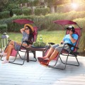 Folding Recliner Lounge Chair with Shade Canopy Cup Holder - Gallery View 38 of 46