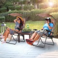 Folding Recliner Lounge Chair with Shade Canopy Cup Holder - Gallery View 11 of 46