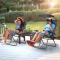 Folding Recliner Lounge Chair with Shade Canopy Cup Holder - Gallery View 1 of 46
