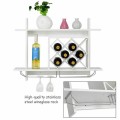 Household Wall Mount Wine Rack Organizer with Glass Holder Storage Shelf - Gallery View 8 of 9