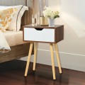 End Side Storage Drawer Nightstand with Solid Wooden Leg - Gallery View 1 of 12