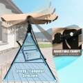 3 Person Patio Swing with Polyester Angle Adjustable Canopy and Steel Frame - Gallery View 18 of 35