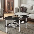 Tempered Glass Oval Side Coffee Table - Gallery View 7 of 22