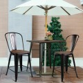 Set of 2 Copper Barstool with Wood Top and High Backrest - Gallery View 1 of 11
