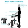 2-in-1 Adjustable Folding Handle Rollator Walker with Storage Space - Gallery View 16 of 35