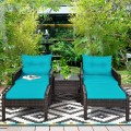 5 Pieces Patio Rattan Sofa Ottoman Furniture Set with Cushions - Gallery View 35 of 46