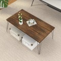 43.5 Inch Wooden Rectangular Coffee Table with Metal Legs - Gallery View 11 of 14