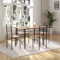 5 Pieces Wood Metal Dining Table Set with 4 Chairs - Gallery View 7 of 26