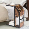 Industrial C-Shape Snack End Table with Storage Space - Gallery View 2 of 12