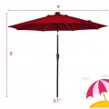 9 Feet Solar LED Market Umbrella with Aluminum Crank Tilt 16 Strip Lights - Gallery View 4 of 60