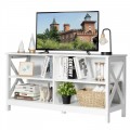 Wooden TV Stand Entertainment for TVs up to 55 Inch with X-Shaped Frame - Gallery View 21 of 36