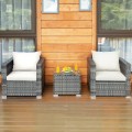3 Pieces Patio Rattan Furniture Bistro Sofa Set with Cushioned - Gallery View 46 of 61