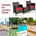 3 Pieces Patio Wicker Rattan Furniture Conversation Set with Coffee Table