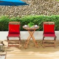 3 Pieces Patio Folding Wooden Bistro Set Cushioned Chair - Gallery View 30 of 35