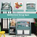 Kids Toy Storage Organizer with 2-Tier Bookshelf and Plastic Bins - Gallery View 9 of 12